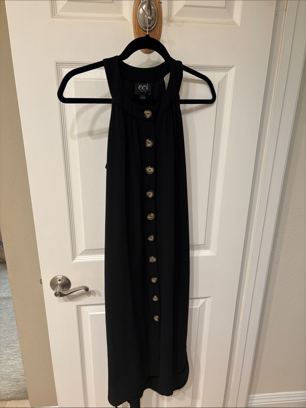 ECI Black Sleeveless Button-Down Maxi Dress